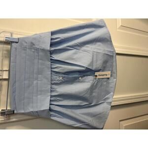 Light Blue Strapless Pleated top Size L 492